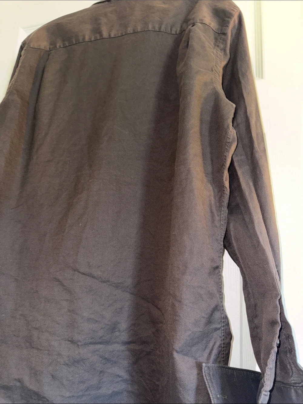 Banana Republic Men's Dark Brown Long-Sleeve Button Shirt